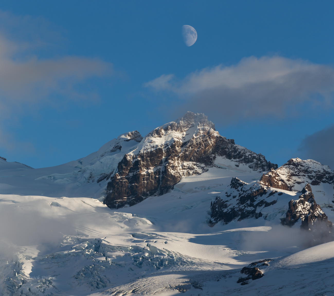 Mt Baker half moonrise