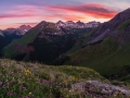 Distant Ice Lake Basin Sunset Pano