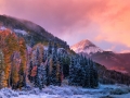 San Juan Mountains Fall color sunset with snow, Engineer Mountains